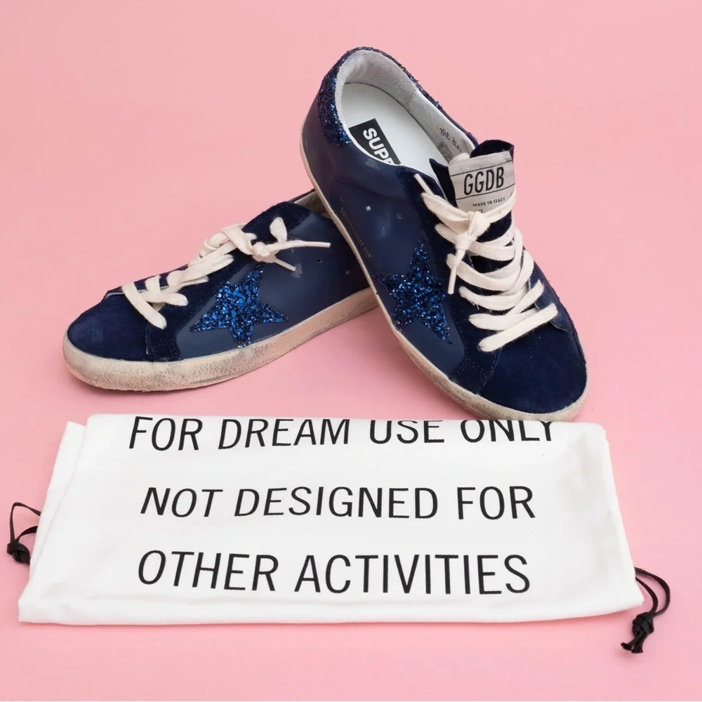 Authentic dark blue Golden Goose Superstars size 37 in excellent condition
